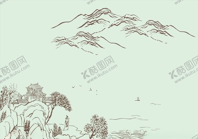 编号：68797709140620124142【酷图网】源文件下载-硅藻泥背景山水画