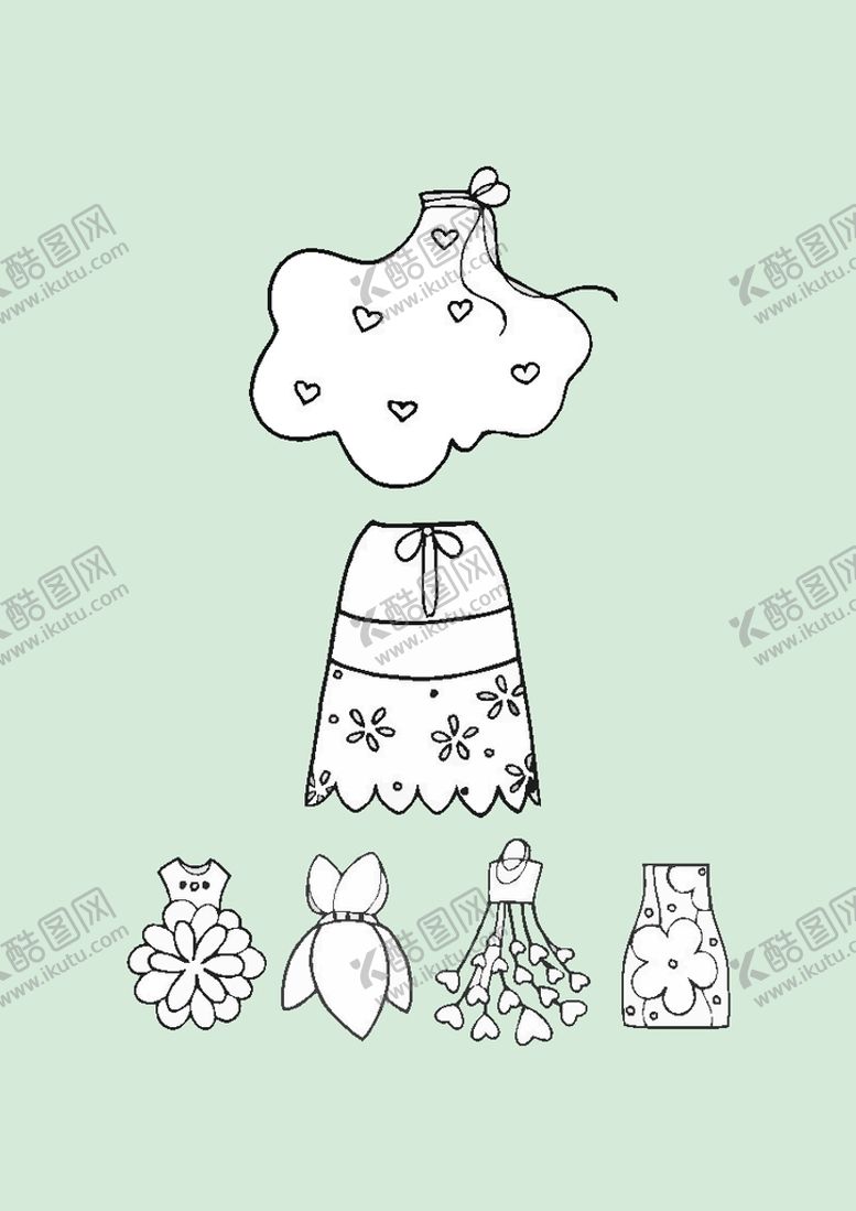 编号：81387010232108149944【酷图网】源文件下载-简笔画裙子
