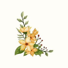 手绘花卉束高清水彩
