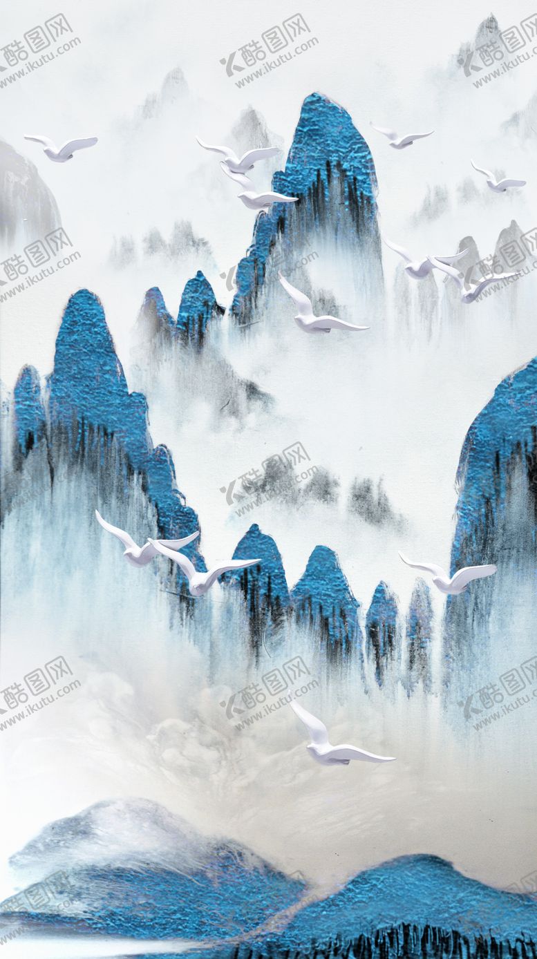 编号：26795704280614119839【酷图网】源文件下载-中式抽象山水装饰画