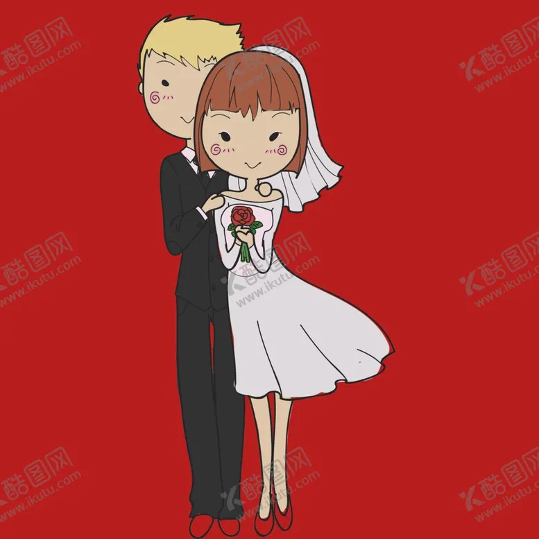 编号：77819102030036048701【酷图网】源文件下载-手绘结婚男女