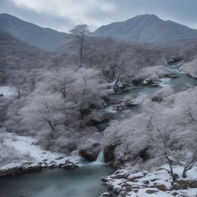 情侣咖啡冬日雪景