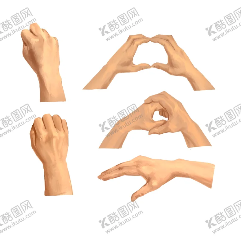 编号：59064702261824587877【酷图网】源文件下载-手绘厚涂手部动作五个