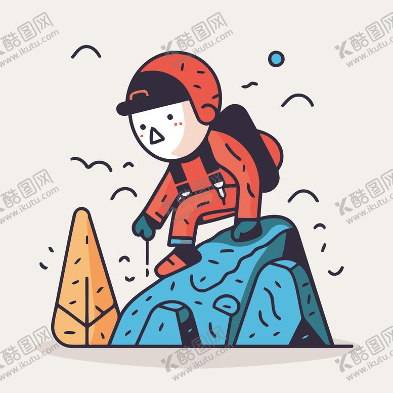 编号：23020901260046042009【酷图网】源文件下载-有趣登山运动员卡通儿童插画
