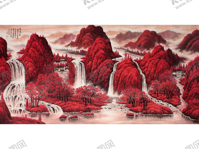 编号：91622507051201408902【酷图网】源文件下载-国画山水河流桥梁