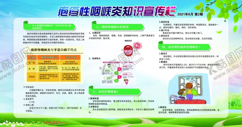 编号：61595311240216237742【酷图网】源文件下载-疱疹性咽峡炎知识宣传栏