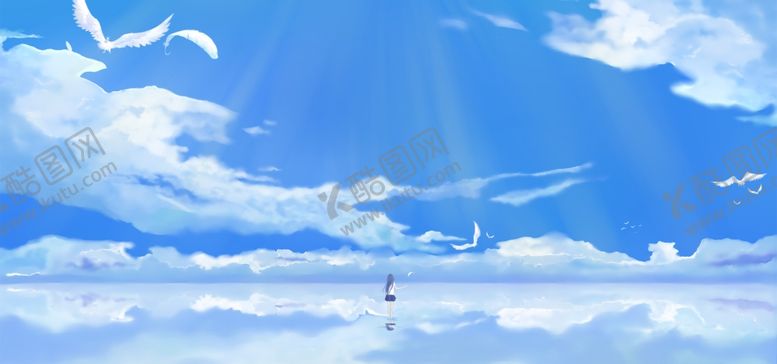 编号：54211610031230539994【酷图网】源文件下载-蓝天少女治愈心灵