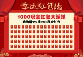 红色中国风2023幸运红包墙