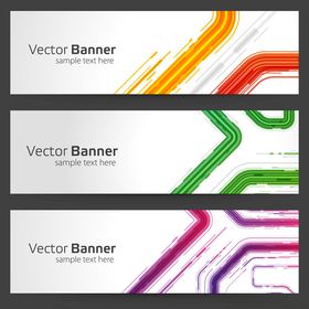 多彩动感线条横幅设计