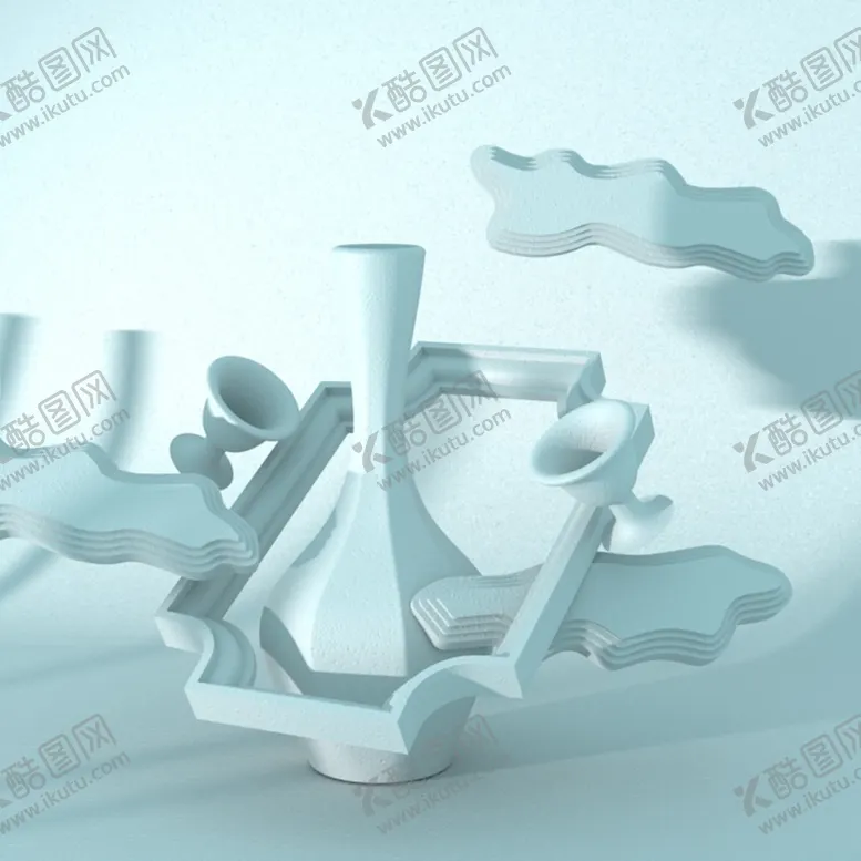 编号：78722810300841577453【酷图网】源文件下载-C4D简单样条建模 花瓶与画框