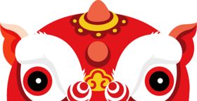 农历新年舞狮狮子卡通插画