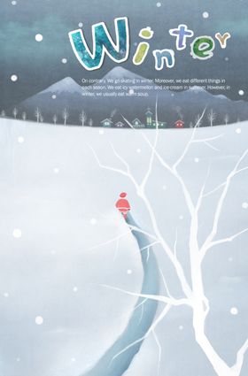 雪天圣诞老人场景唯美水彩插画