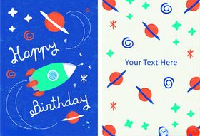 生日火箭主题贺卡设计