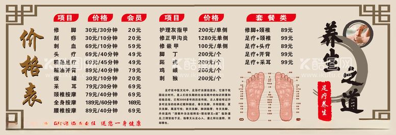 编号：87400912211251121949【酷图网】源文件下载-养生价目表