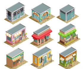 扁平化建造房屋插画设计