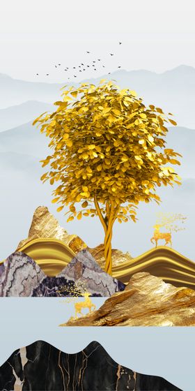 山水玄关装饰画