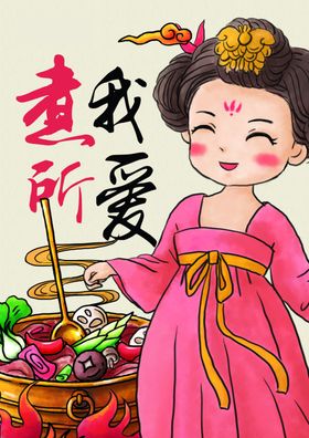 麻辣烫卡通女生