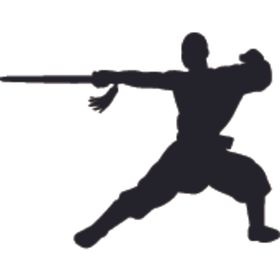 武术格斗剪影人物黑白馆舞剑