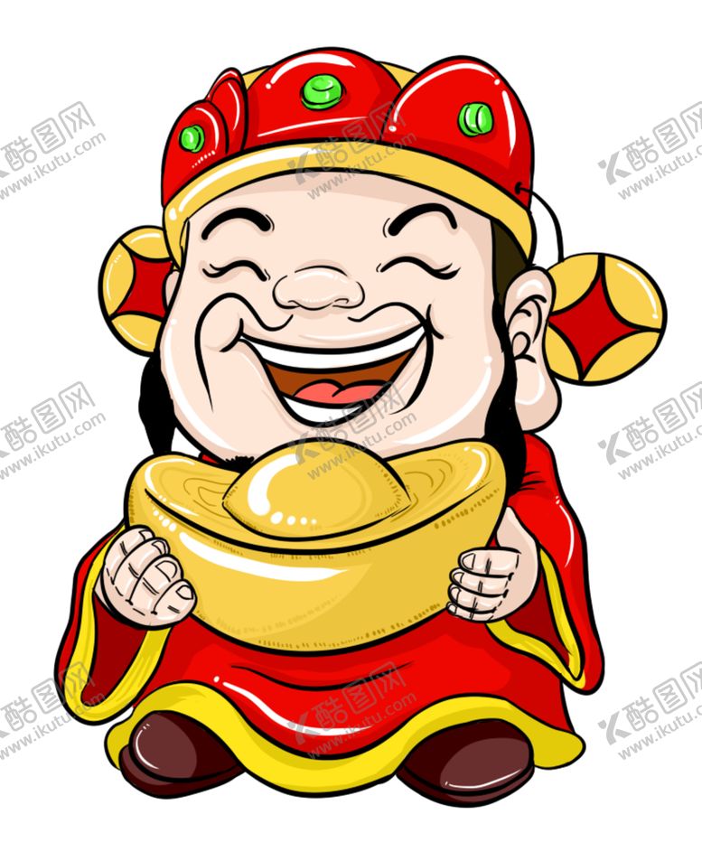 编号：76891906240445306714【酷图网】源文件下载-新年财神大元宝拜年PNG素材