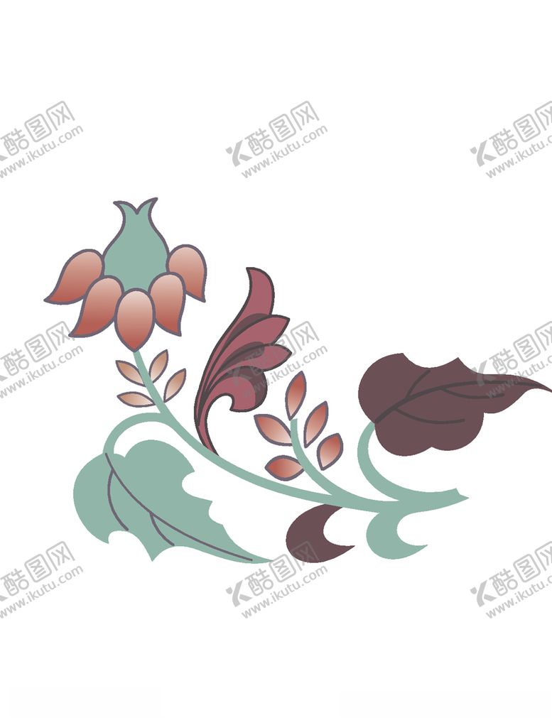 编号：53689107082125348405【酷图网】源文件下载-敦煌风格绘画植物花朵