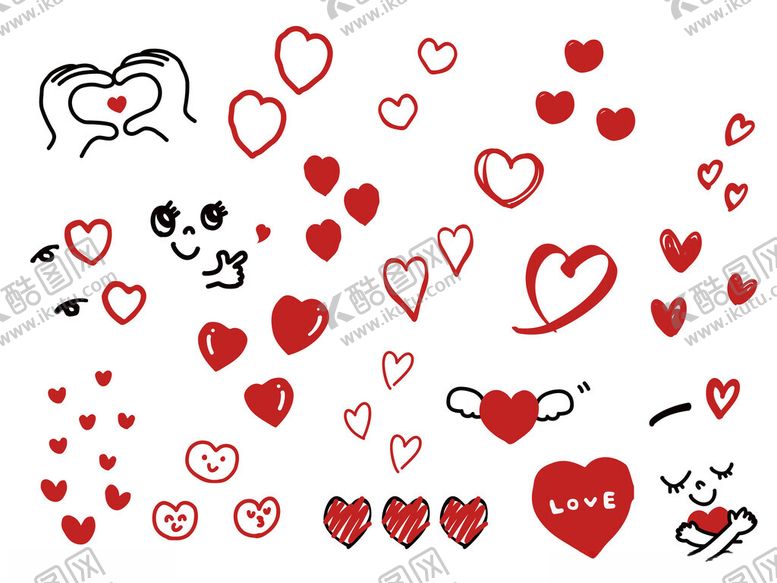编号：73995711211341037152【酷图网】源文件下载-可爱爱心表情图案集合
