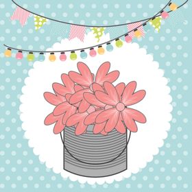 唯美卡通底纹花朵盆栽设计素材