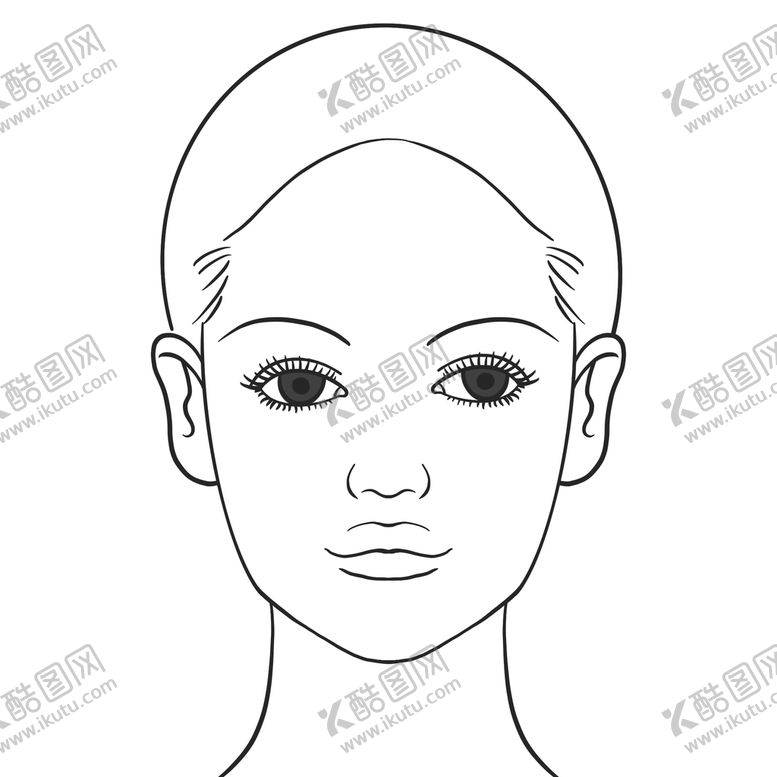 编号：17483009210249455147【酷图网】源文件下载-正面女性线稿模特脸