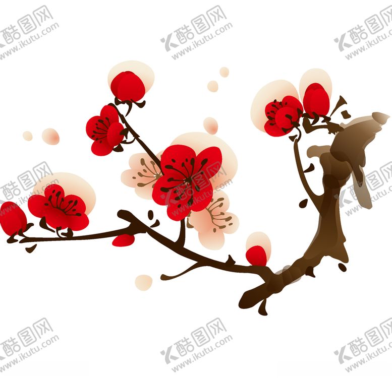 编号：18413405110840393029【酷图网】源文件下载-水墨矢量梅花