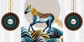 手绘骏马油画装饰画