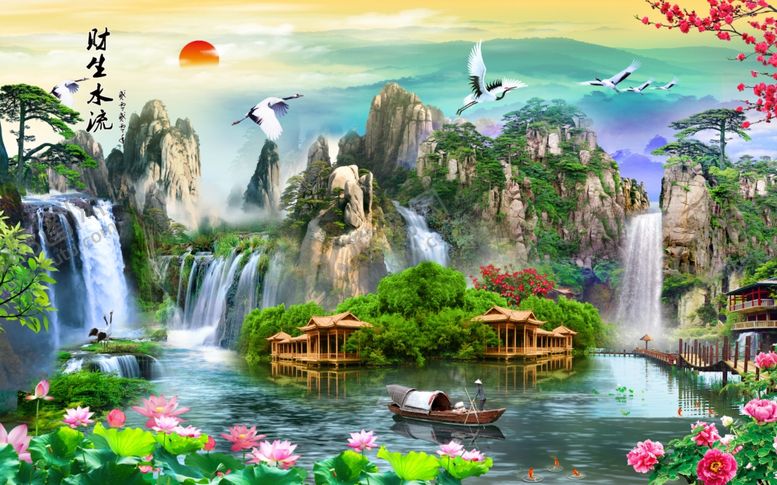 编号：65786205120453087186【酷图网】源文件下载-背景墙山水风景山水画意境