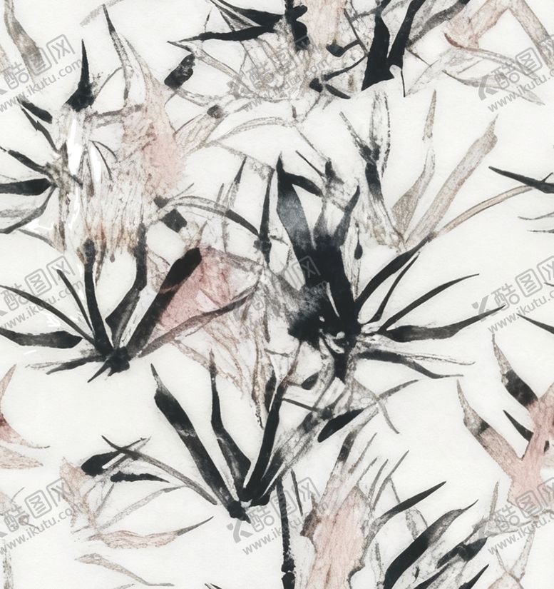 编号：42181204051342338776【酷图网】源文件下载-水墨风竹叶花卉图案