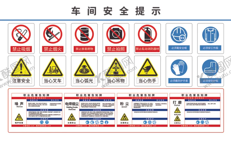 编号：10870812062221497444【酷图网】源文件下载-工厂安全警示牌集