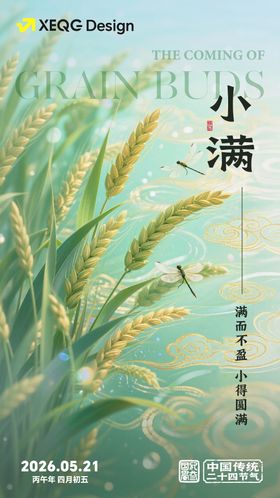 小满节气插画海报