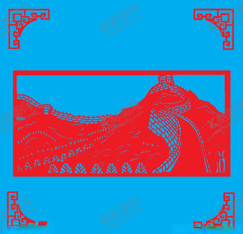 编号：37548709160944353590【酷图网】源文件下载-长城剪纸
