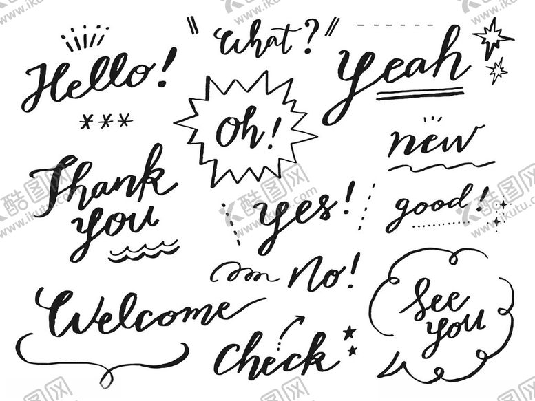 编号：28846711202125055932【酷图网】源文件下载-手写英文短语装饰图案