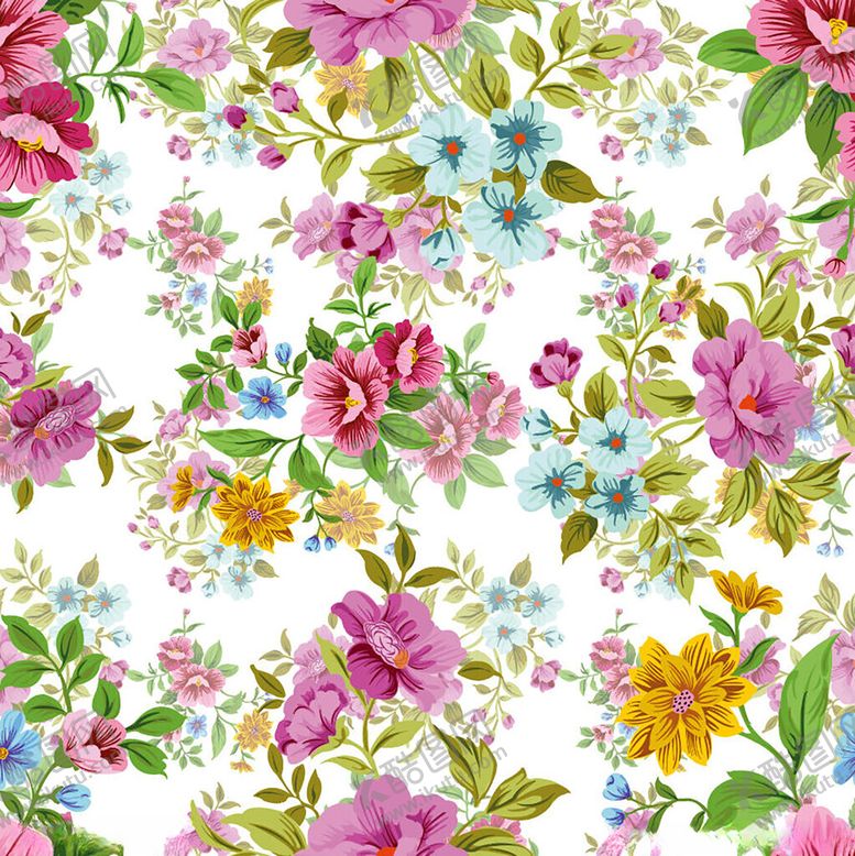 编号：23433411021754551953【酷图网】源文件下载-多彩花卉无缝图案