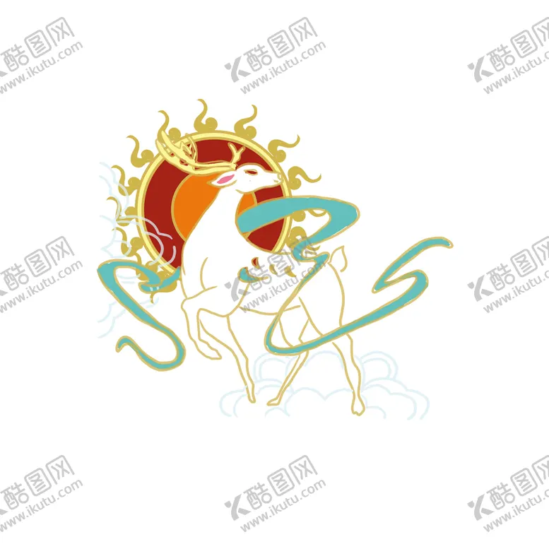 编号：96821509240559307653【酷图网】源文件下载-敦煌仙鹿九色鹿  