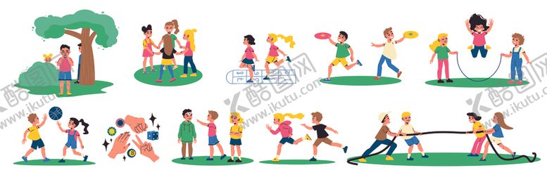 编号：56659804022343211742【酷图网】源文件下载-卡通学生玩耍