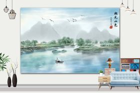 山水画现代装饰现代挂装饰素材