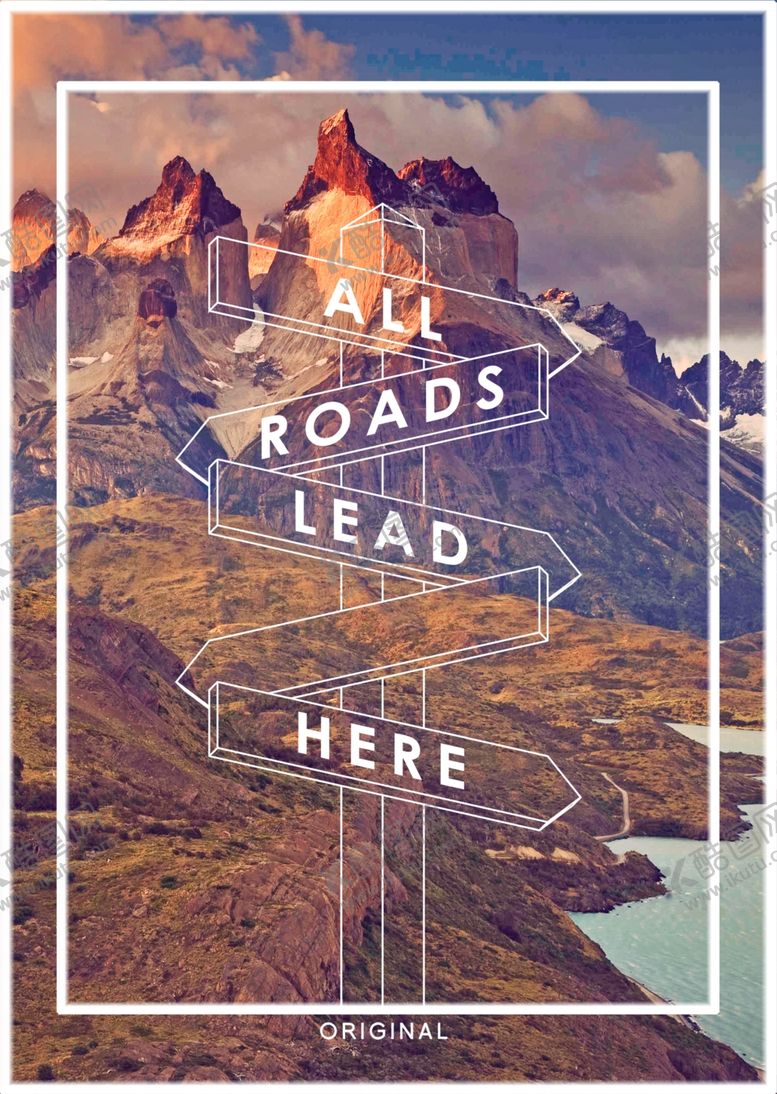 编号：66814010110710014421【酷图网】源文件下载-高山路标摄影剪切潮流艺术海报