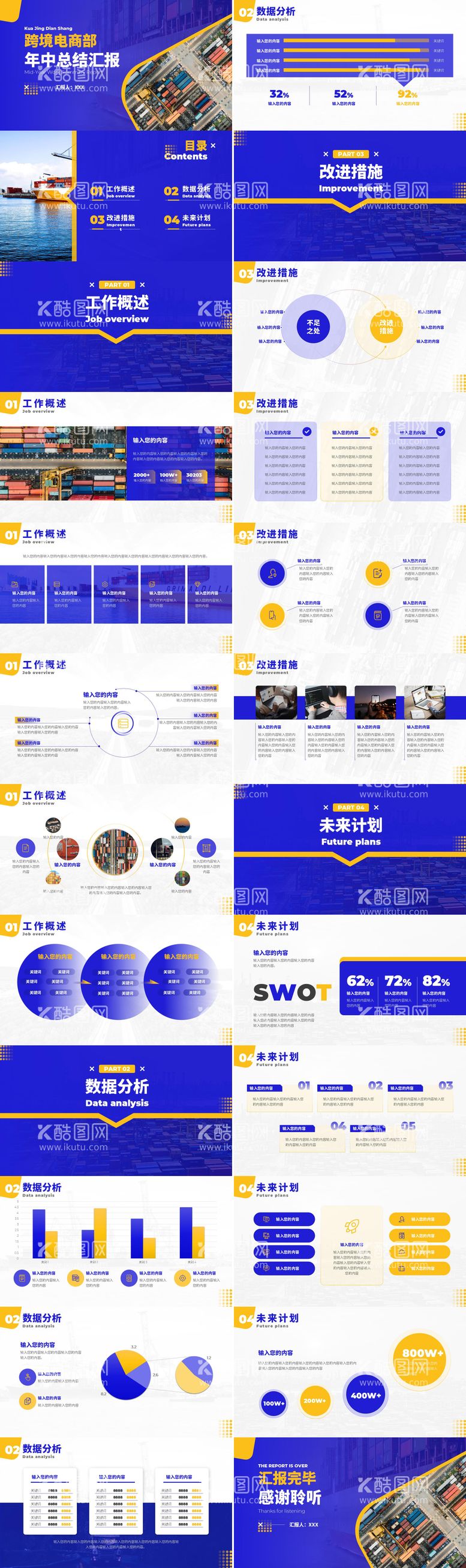 编号：96990411191830491696【酷图网】源文件下载-跨境电商年中总结汇报PPT