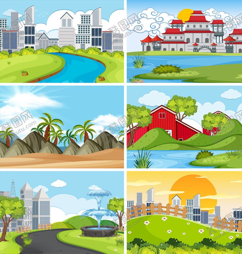 编号：13758310150906354974【酷图网】源文件下载-卡通风景画