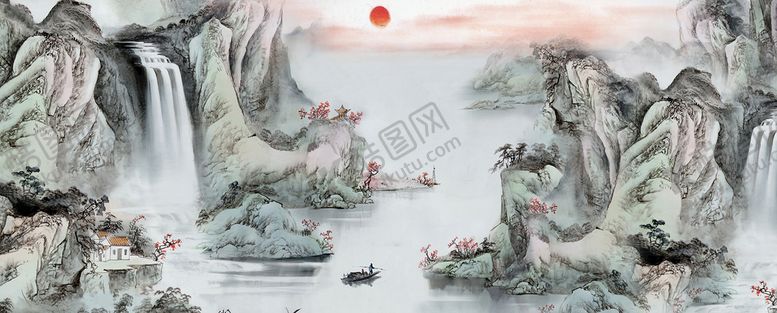 编号：17206809122249375983【酷图网】源文件下载-山水画设计