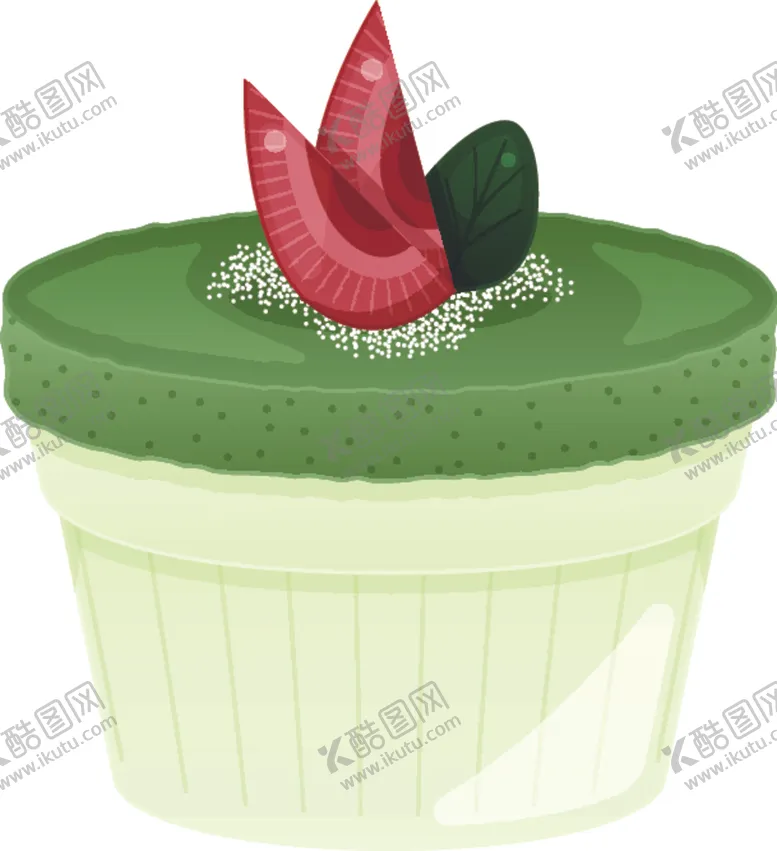 抹茶甜点卡通绿色矢量图