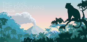 卡通恐龙火山背景