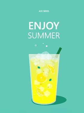 夏日饮品活动插画手绘系列海报