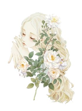 治愈系森系小清新创意海报图片萝莉境简约手绘美女
