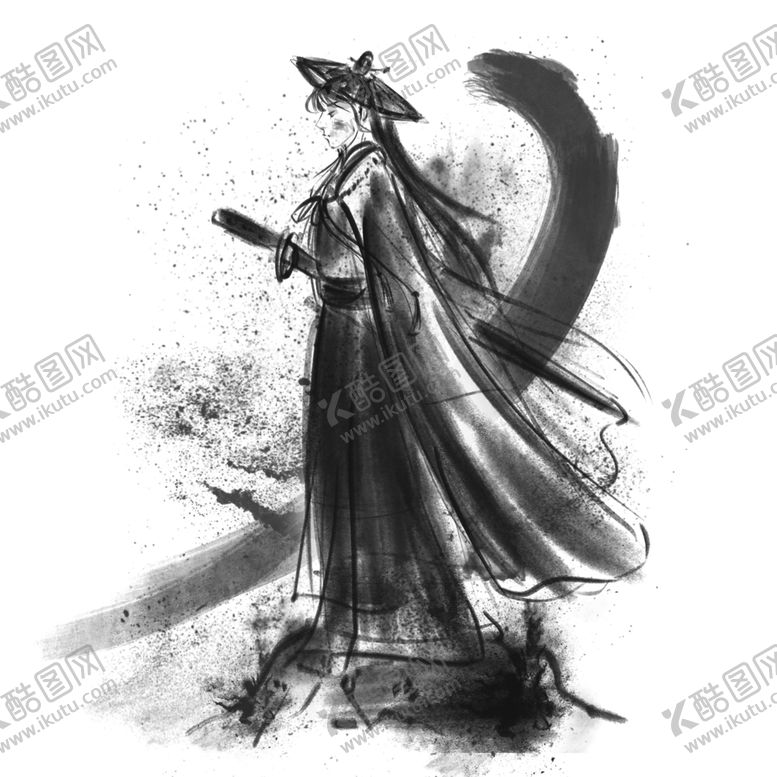 编号：81438109210410084950【酷图网】源文件下载-水墨武侠人物