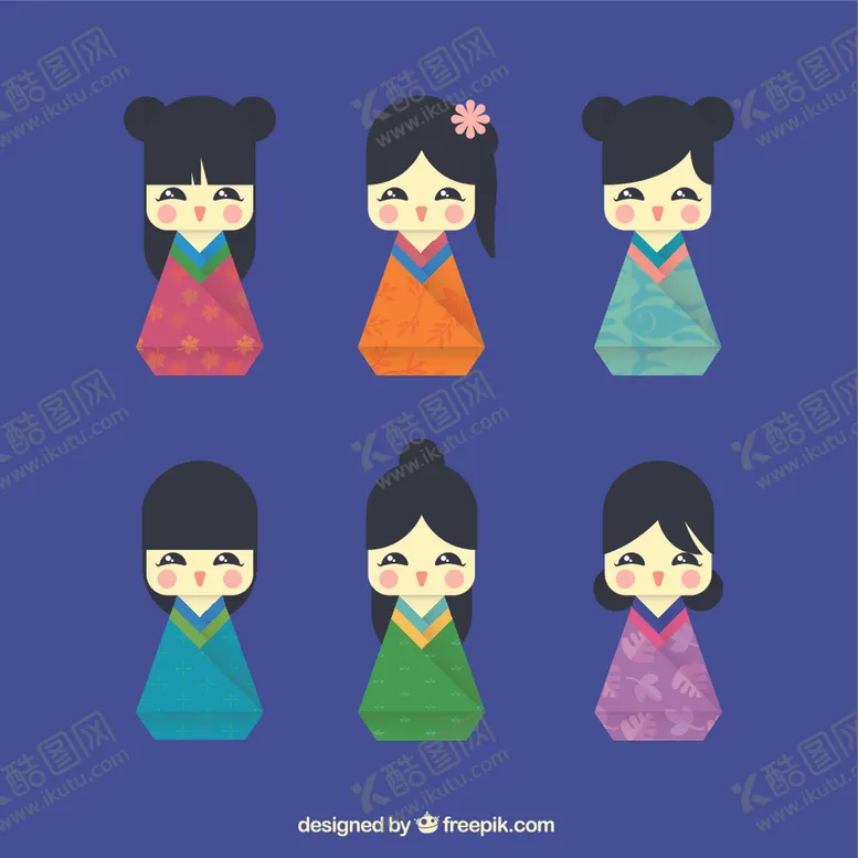 编号：62340003230544338650【酷图网】源文件下载-日本娃娃矢量