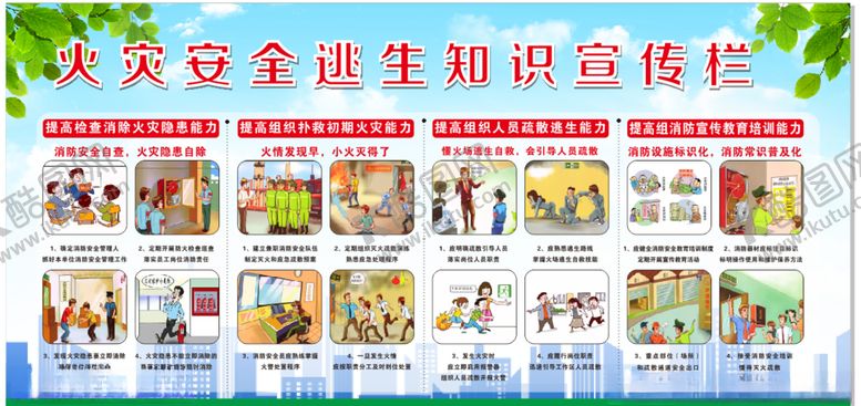 编号：47046209211238497800【酷图网】源文件下载-火灾安全逃生知识宣传栏